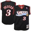 Youth Philadelphia 76ers Allen Iverson Mitchell & Ness Black 2000-01 Swingman Road Jersey product image 1, provided for