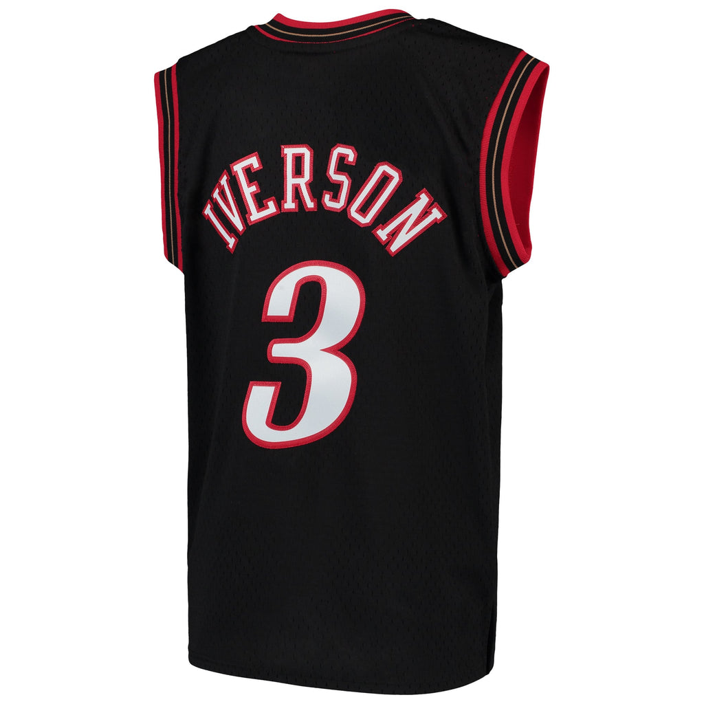 Youth Philadelphia 76ers Allen Iverson Mitchell & Ness Black Hardwood Classics Swingman Throwback Jersey product image 4,