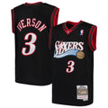 Youth Philadelphia 76ers Allen Iverson Mitchell & Ness Black Hardwood Classics Swingman Throwback Jersey product image 1,