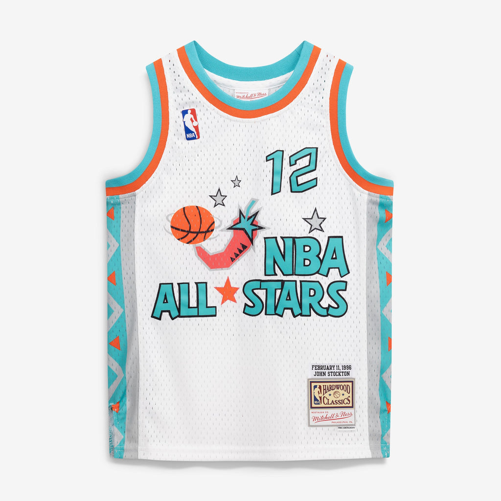 Youth 1996 NBA All-Star Game John Stockton Mitchell & Ness White Hardwood Classics Swingman Jersey product image 3, provided