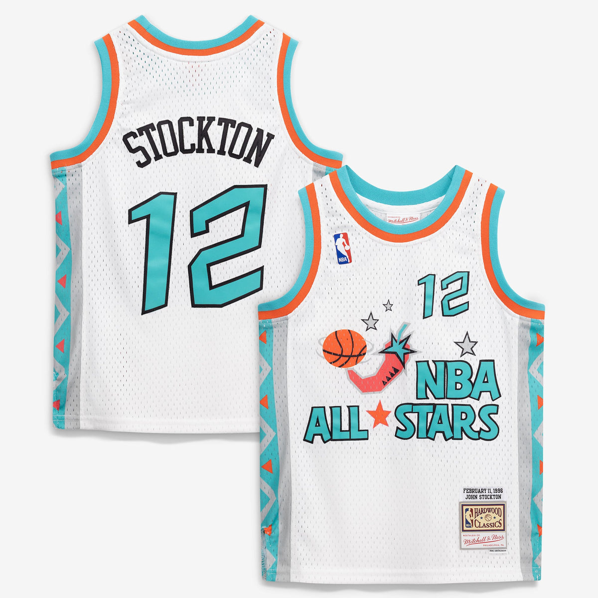 Youth 1996 NBA All-Star Game John Stockton Mitchell & Ness White Hardwood Classics Swingman Jersey product image 1, provided