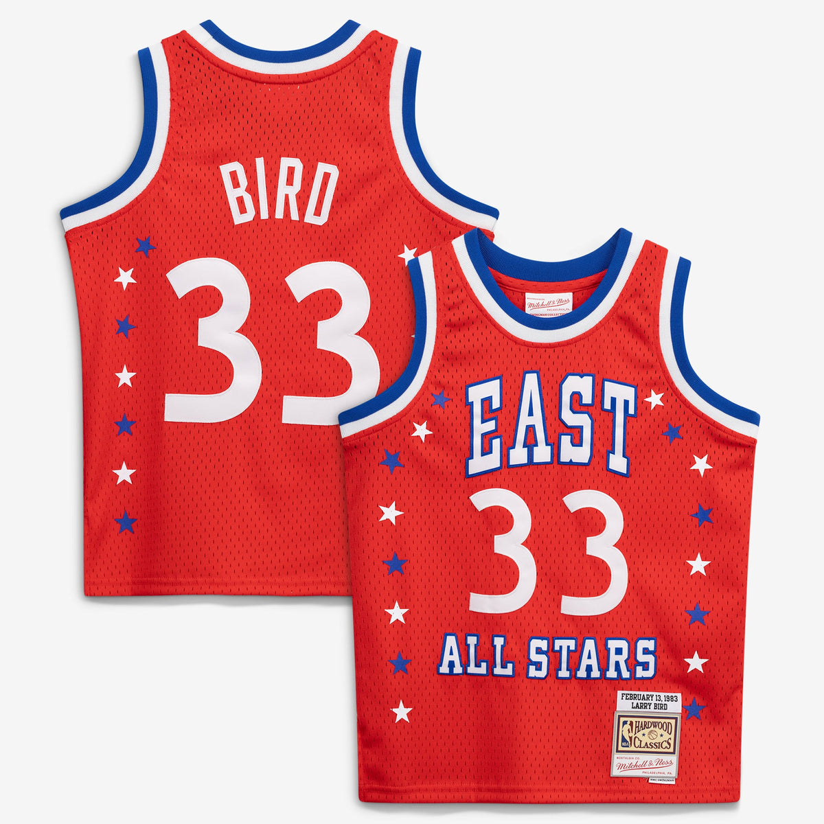 Youth 1983 NBA All-Star Game Larry Bird Mitchell & Ness Red Hardwood Classics Swingman Jersey product image 2, provided for