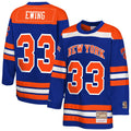 Youth New York Knicks Patrick Ewing Mitchell & Ness Blue Maxxed Out 2.0 Fashion Hockey Jersey product image 1, provided for