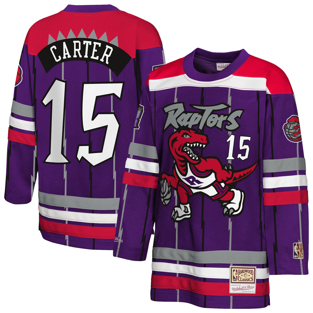 Youth Toronto Raptors Vince Carter Mitchell & Ness Purple Maxxed Out 2.0 Fashion Hockey Jersey product image 1, provided for