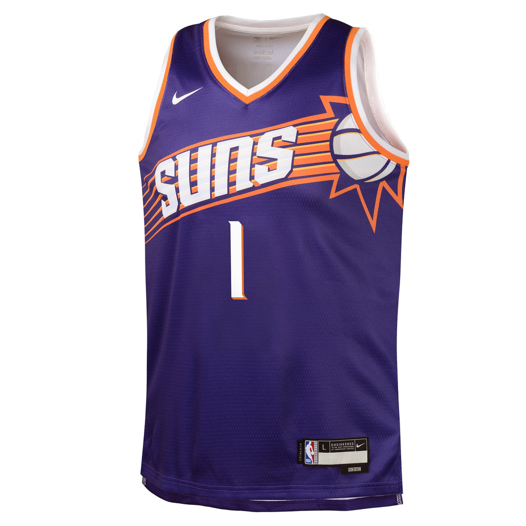 Youth Phoenix Suns Devin Booker Nike Purple Swingman Jersey - Icon Edition product image 3, provided for visual reference