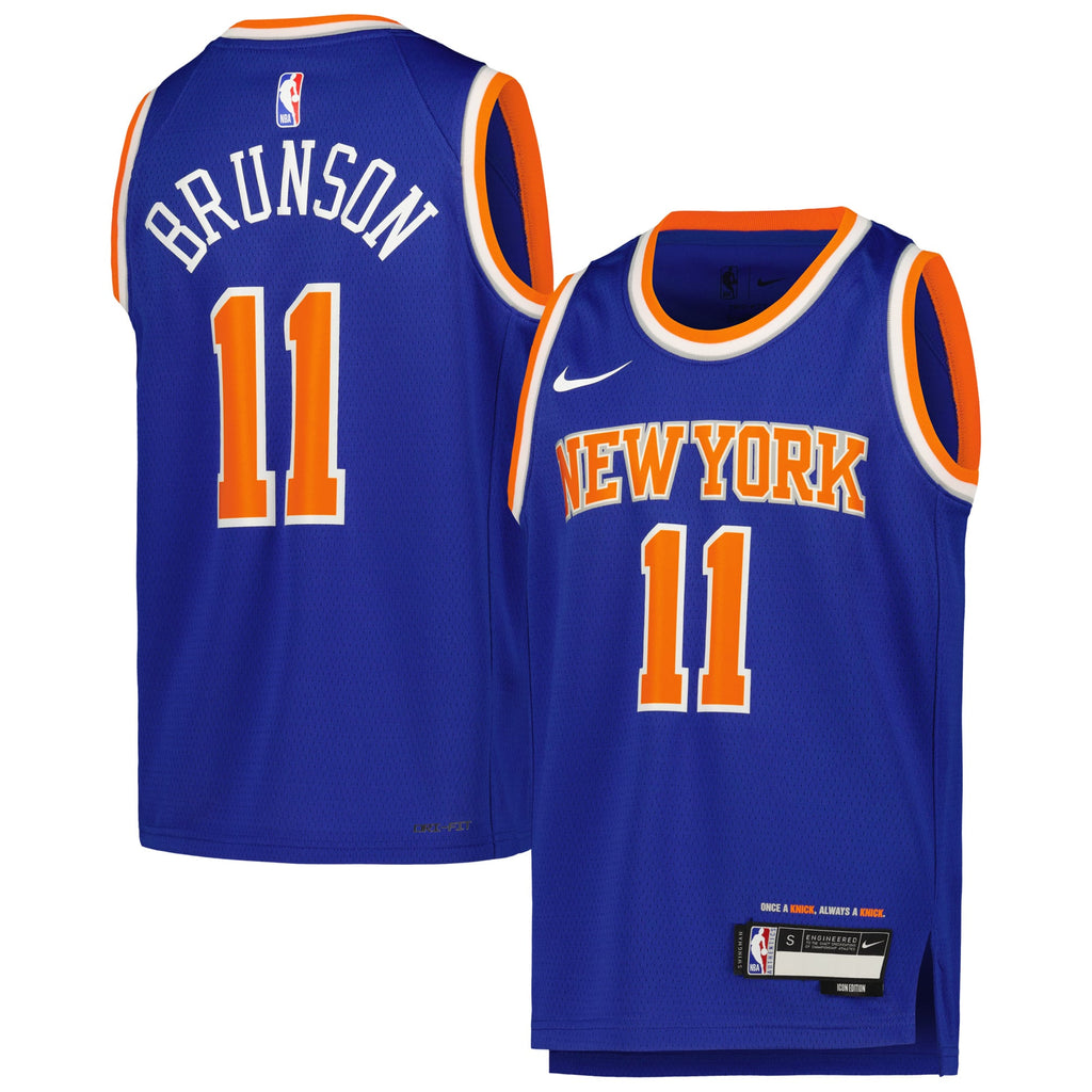 Youth New York Knicks Jalen Brunson Nike Blue Swingman Jersey - Icon Edition product image 2, provided for visual reference