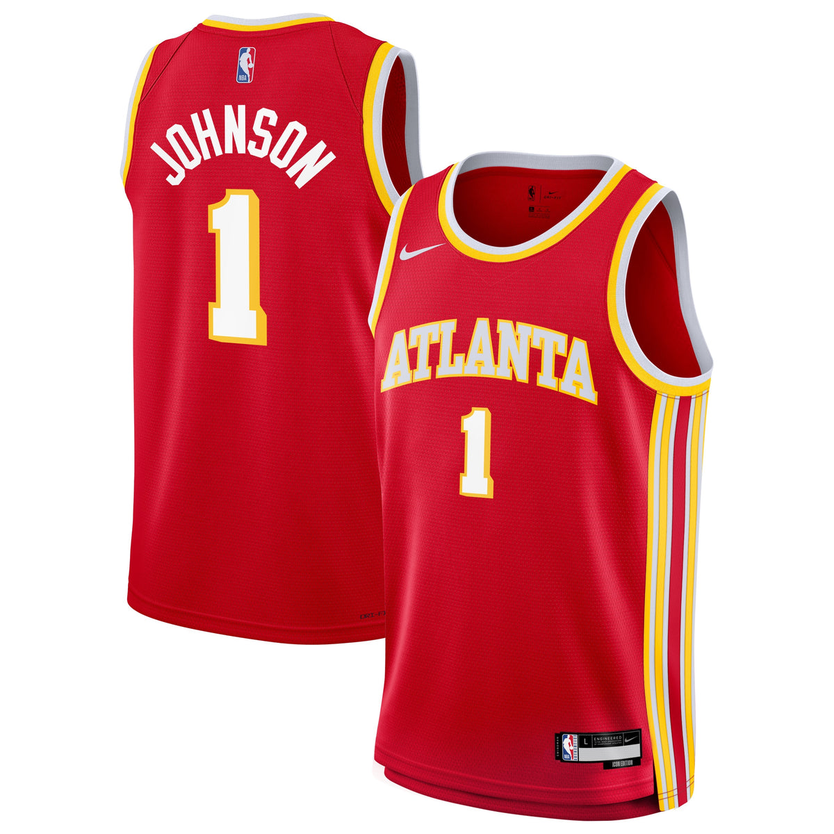 Youth Atlanta Hawks Jalen Johnson Nike Red Swingman Jersey - Icon Edition product image 1, provided for visual reference and