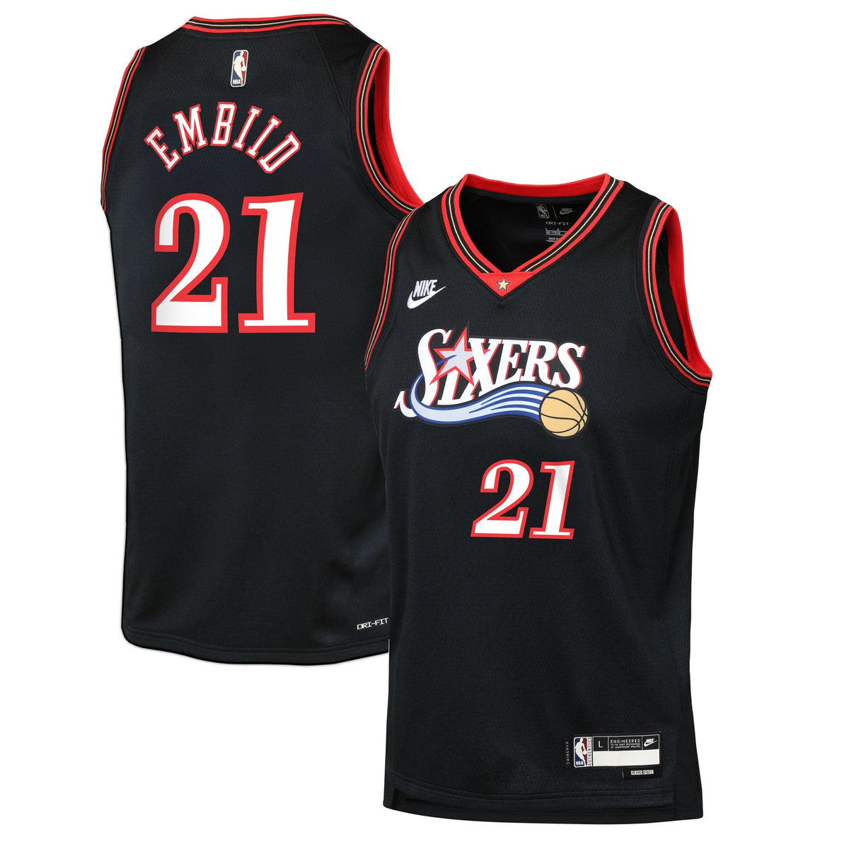 Youth Philadelphia 76ers Joel Embiid Nike Black Swingman Jersey - Classic Edition product image 1, provided for visual
