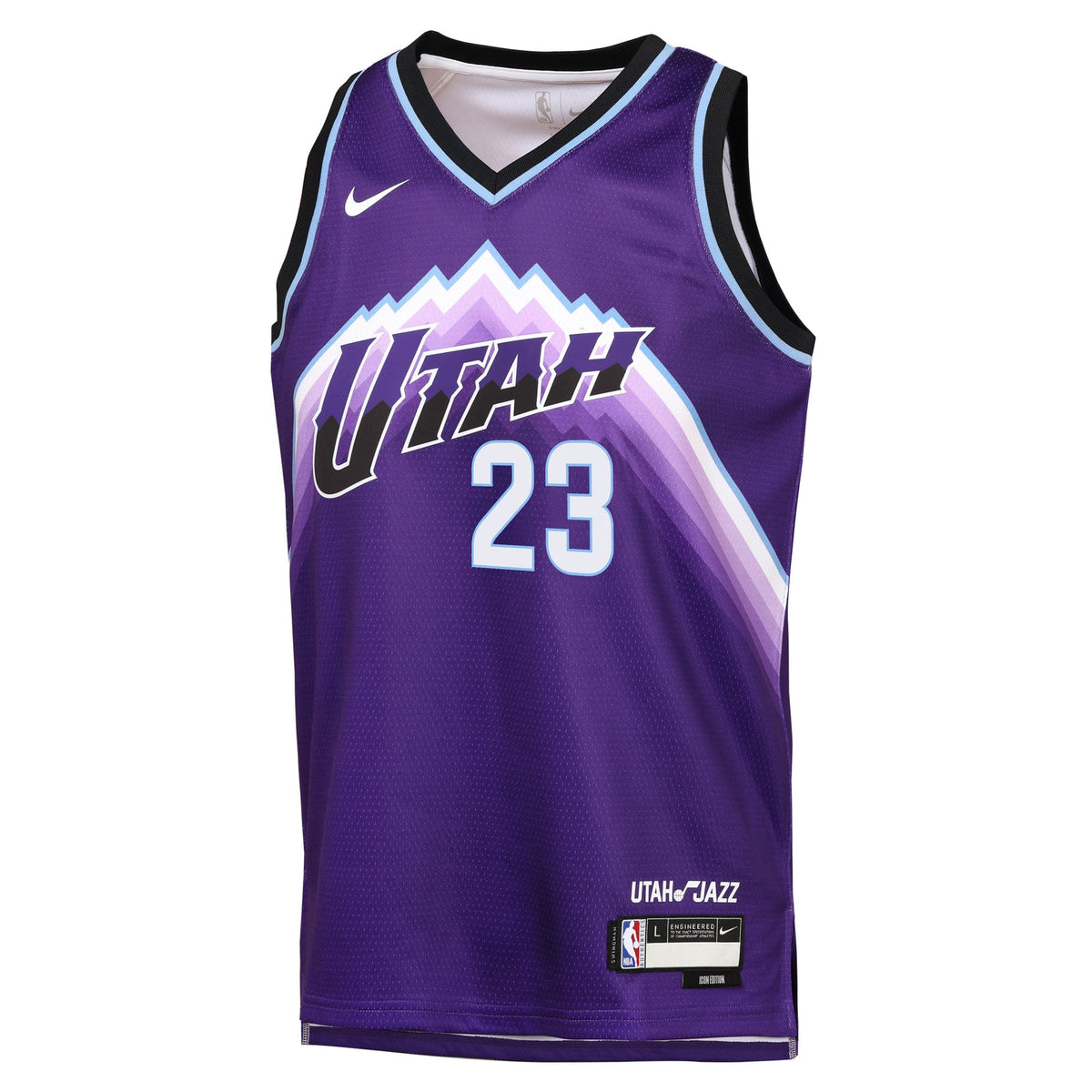 Youth Utah Jazz Lauri Markkanen Nike Purple Icon Edition Swingman Jersey product image 3, provided for visual reference and