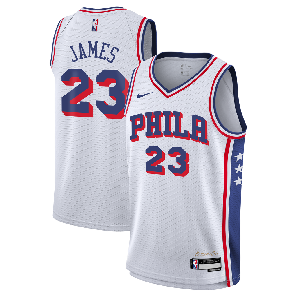 Youth Philadelphia 76ers LeBron James Nike White Swingman Jersey - Association Edition product image 2, provided for visual