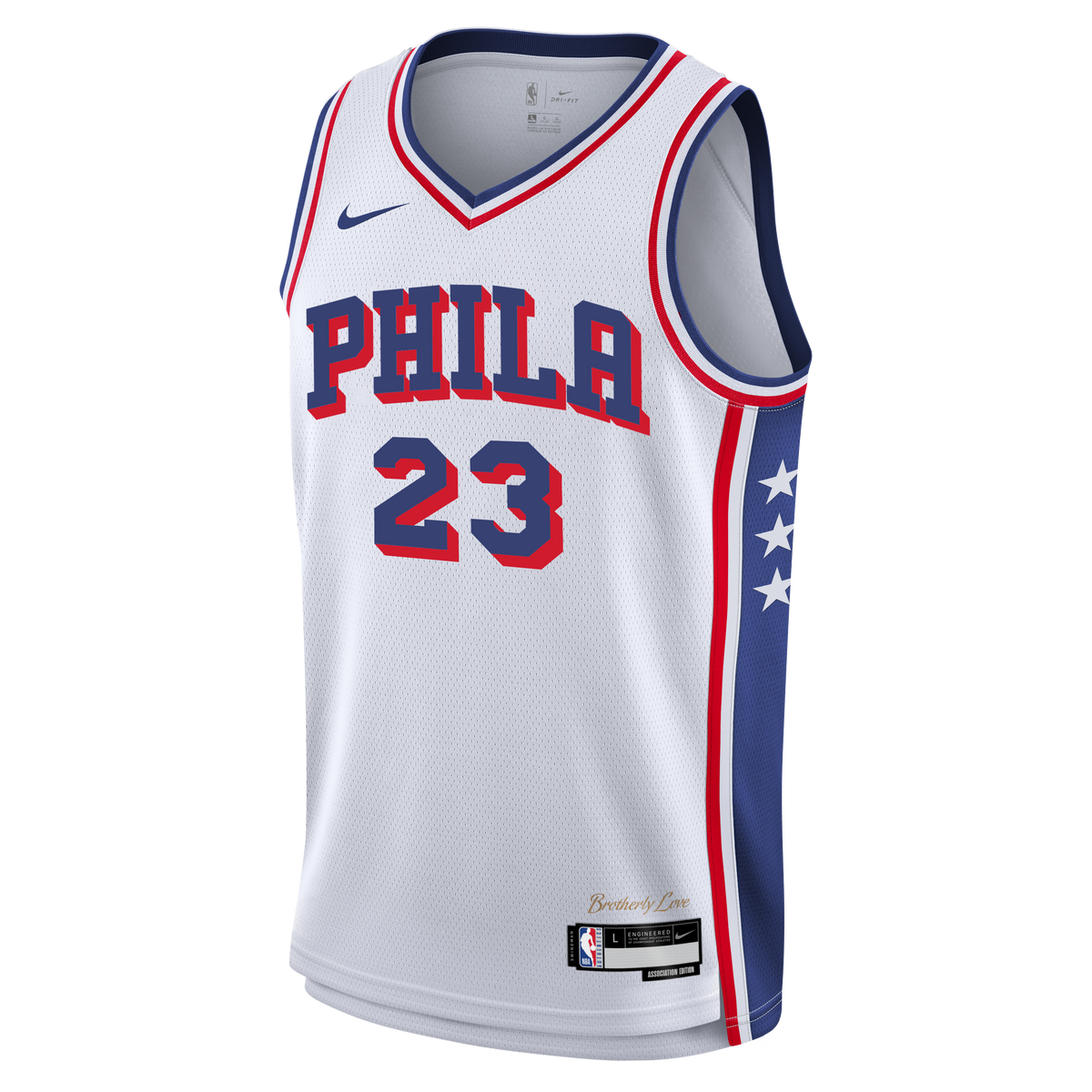 Youth Philadelphia 76ers LeBron James Nike White Swingman Jersey - Association Edition product image 3, provided for visual