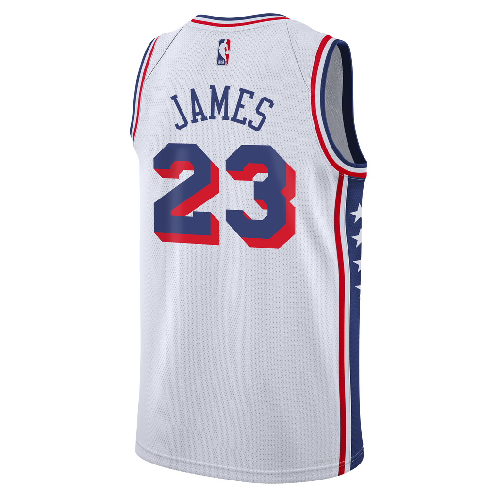 Youth Philadelphia 76ers LeBron James Nike White Swingman Jersey - Association Edition product image 4, provided for visual