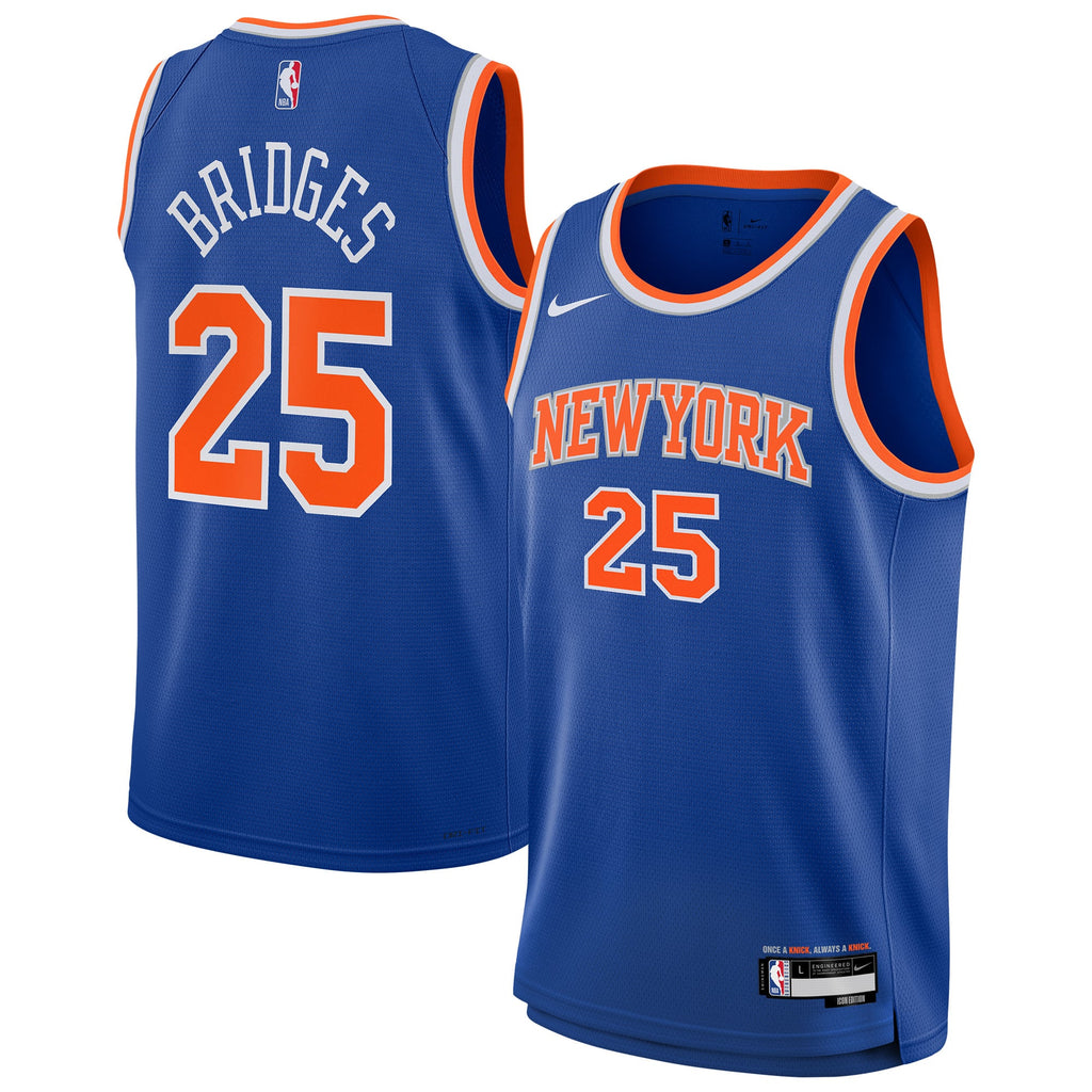 Youth New York Knicks Mikal Bridges Nike Blue Swingman Jersey - Icon Edition product image 1, provided for visual reference