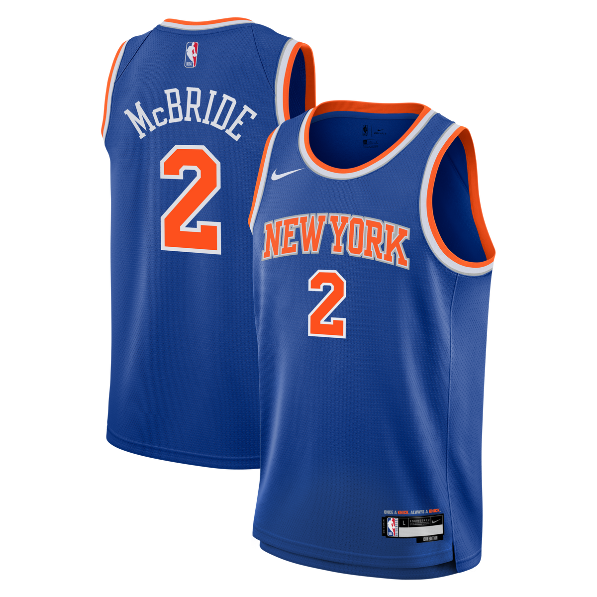 Youth New York Knicks Miles McBride Nike Blue Swingman Jersey - Icon Edition product image 1, provided for visual reference