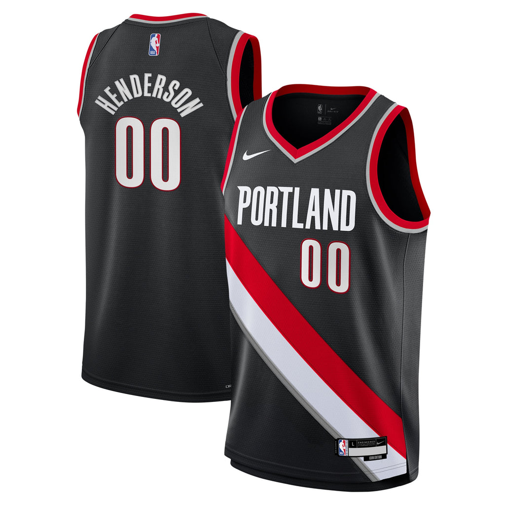 Youth Portland Trail Blazers Scoot Henderson Nike Black Swingman Jersey - Icon Edition product image 2, provided for visual
