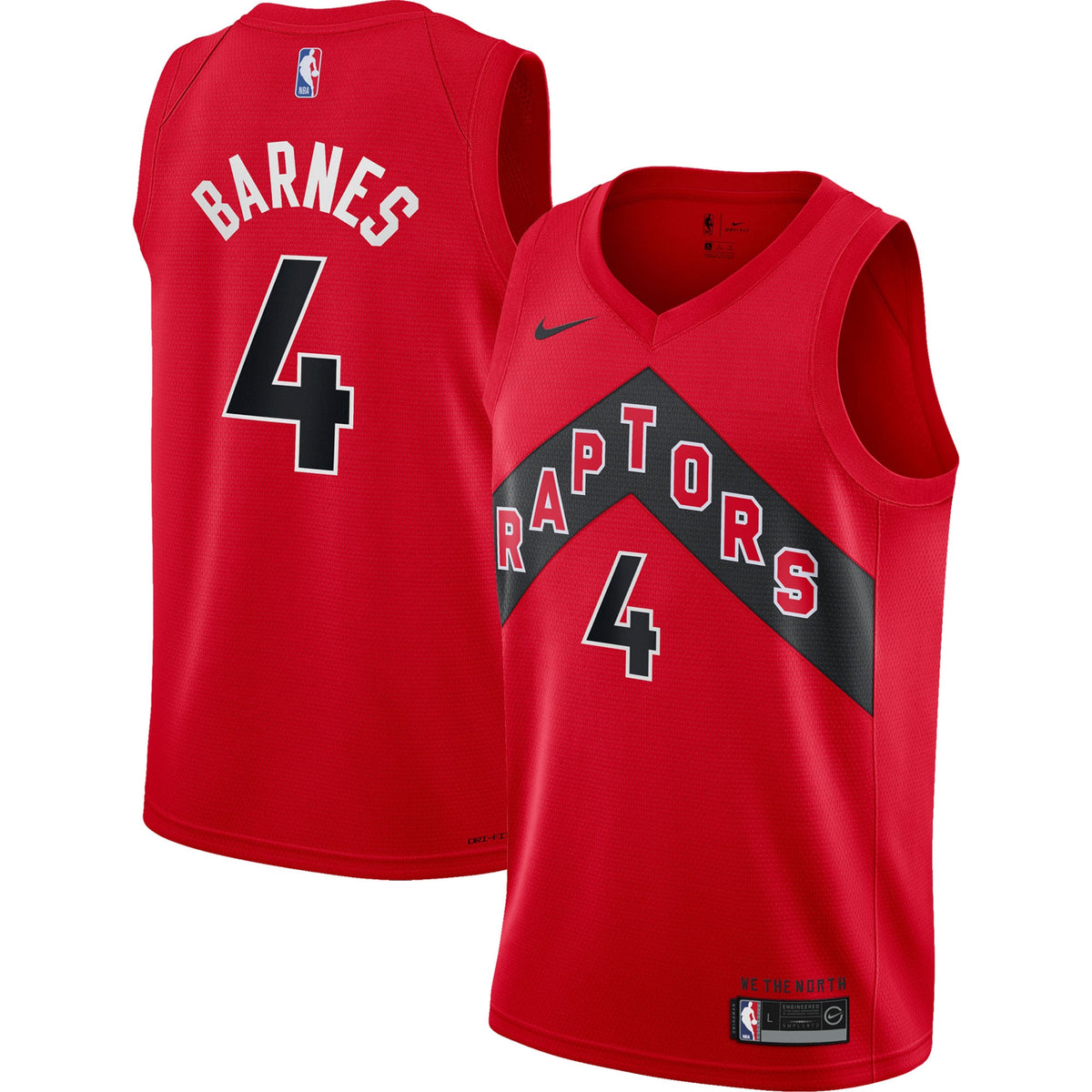 Youth Toronto Raptors Scottie Barnes Nike Red Swingman Jersey - Icon Edition product image 1, provided for visual reference