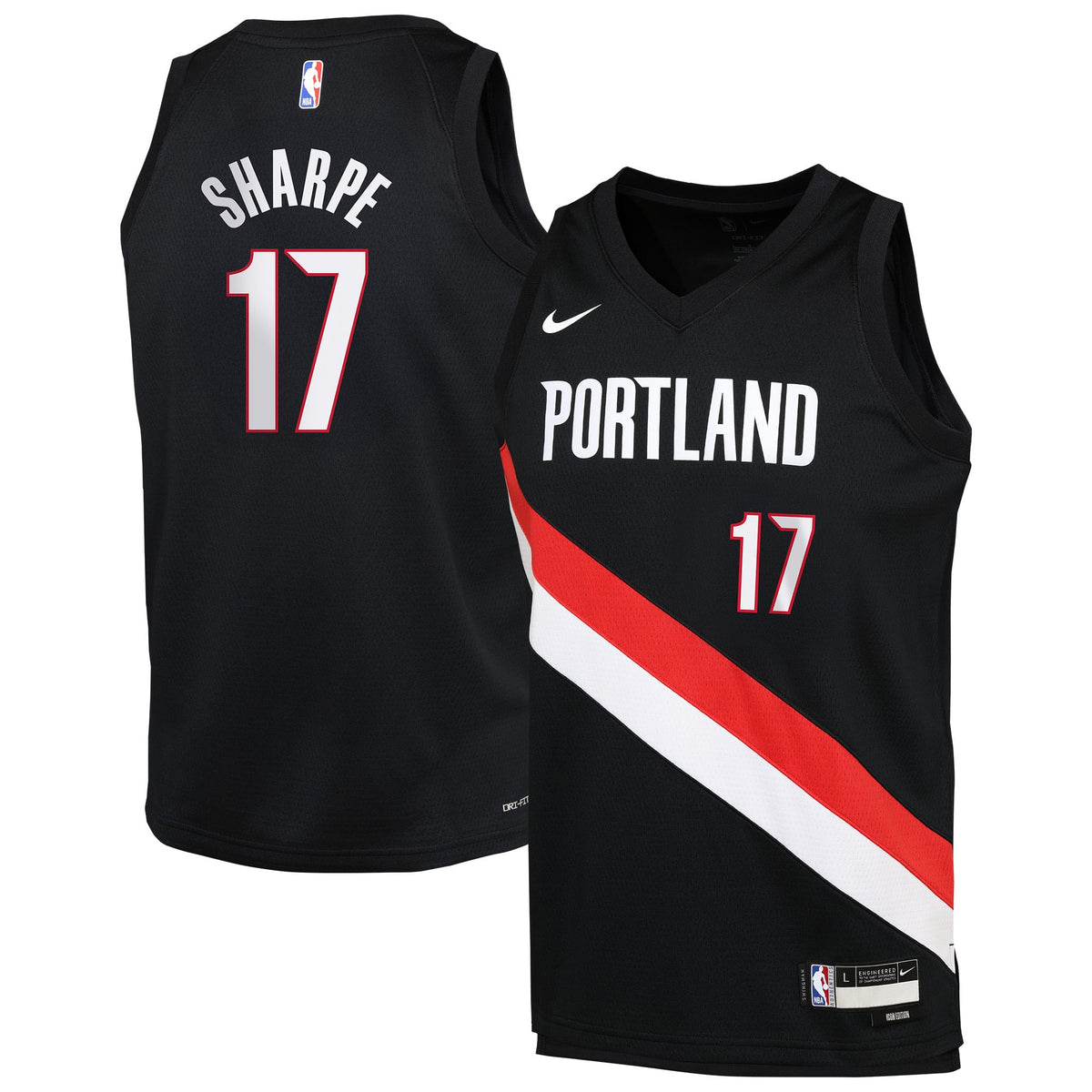 Youth Portland Trail Blazers Shaedon Sharpe Nike Black Icon Edition Swingman Jersey product image 2, provided for visual