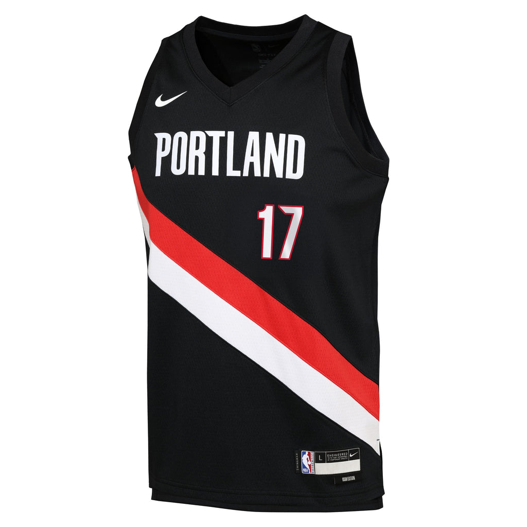 Youth Portland Trail Blazers Shaedon Sharpe Nike Black Icon Edition Swingman Jersey product image 3, provided for visual
