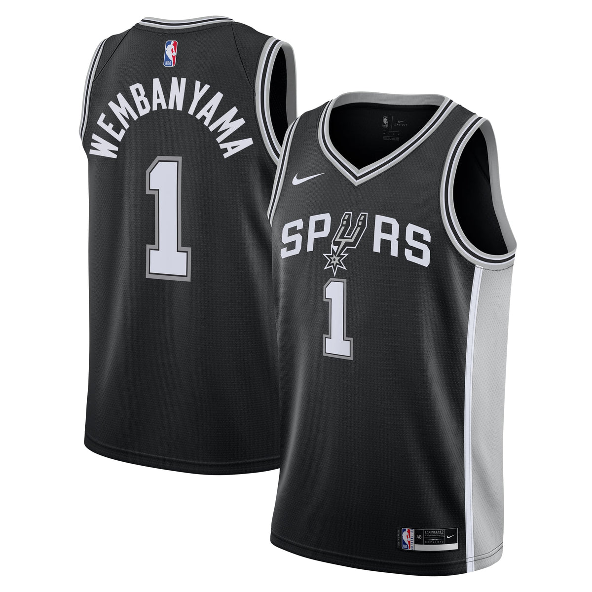 Youth San Antonio Spurs Victor Wembanyama Nike Black Swingman Jersey - Icon Edition product image 2, provided for visual