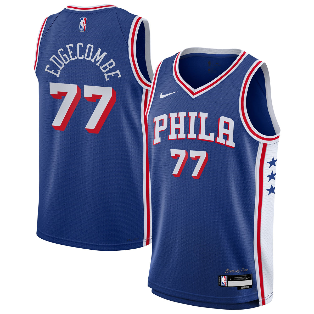 Youth Philadelphia 76ers VJ Edgecombe Nike Royal Swingman Jersey - Icon Edition product image 2, provided for visual